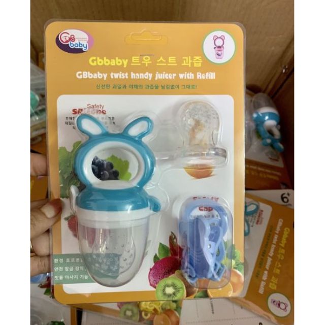 Túi nhai ăn dặm chống hóc Gb Baby ( 3 núm / 3 giai đoạn + dây đeo )