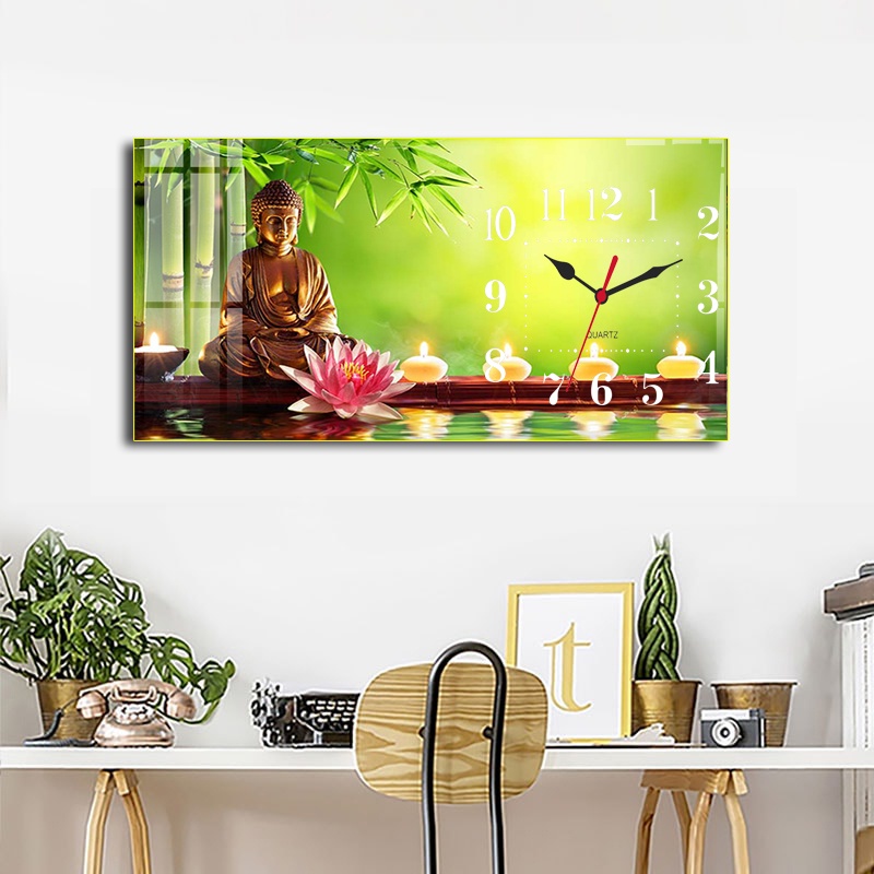 Mẫu tranh đồng hồ các vị Phật, Bồ Tát, đồng hồ tráng gương 5D cao cấp,giá xưởng, tặng phụ kiện treo.