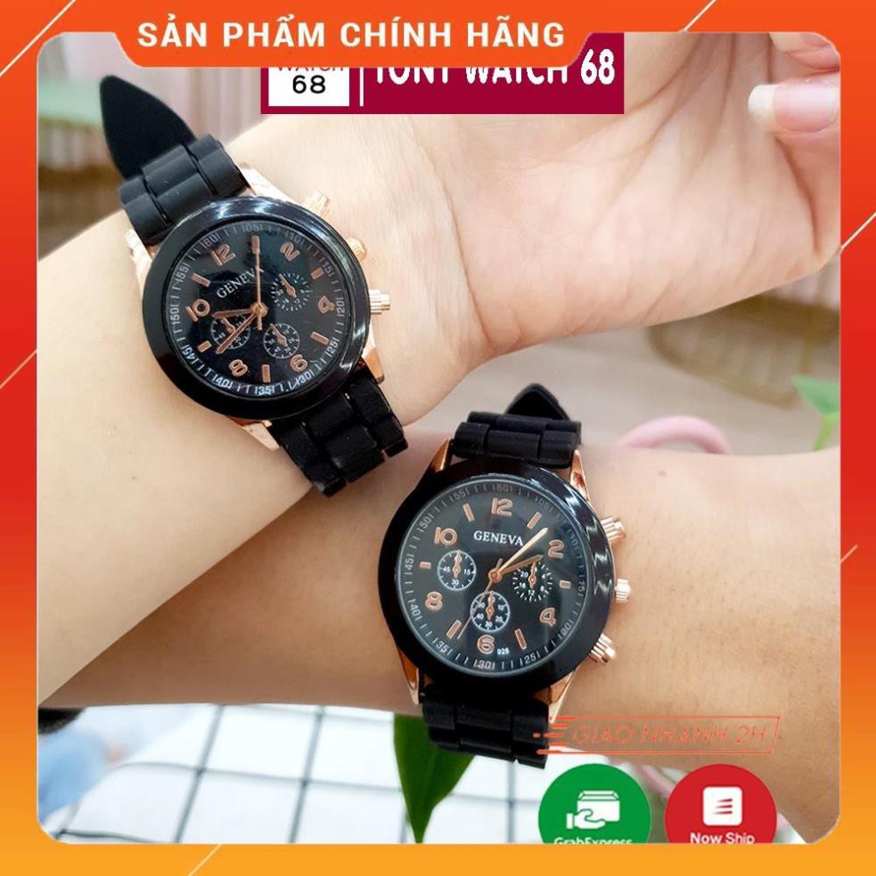 Hot!!! Đồng hồ cặp đôi nam nữ Geneva dây cao su mặt kính cong độc đáo chính hãng Tony Watch 68 giá re