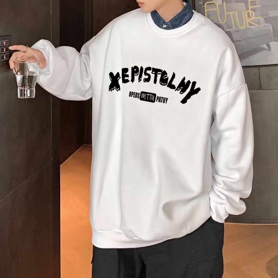 Aó Sweater Da Cá Chữ XEPIS Trước Ngực Dành Cho Nam Phong Cách Unisex