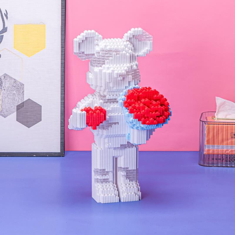Đồ chơi lắp ráp Mô Hình Gấu Bearbrick  cỡ lớn Hàng Đẹp 34cm gấu ôm hoa cầu hôn mẫu siêu hot có đèn led