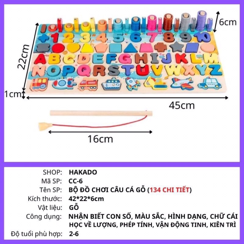 bảng gỗ câu cá, học đếm số và nhận biết hình ảnh, bộ bảng gỗ thông minh cho bé