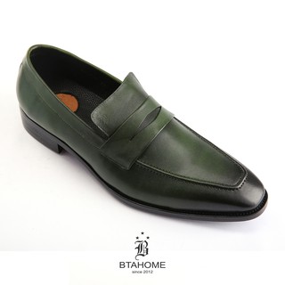 Giày Penny Loafer BTAHOME màu xanh lá cá tính LX 222-4