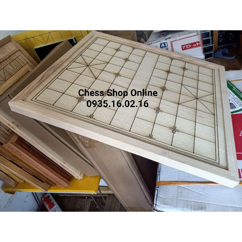 Bàn cờ tướng gỗ tần bì nguyên tấm có viền