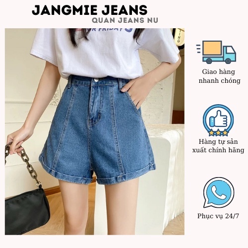 Quần Jean Ngố Lửng Ống Rộng Nữ, Quần Sọt 2 Túi Kiểu Chiếc Thân Chất Bò Lưng Cao ULZZANG