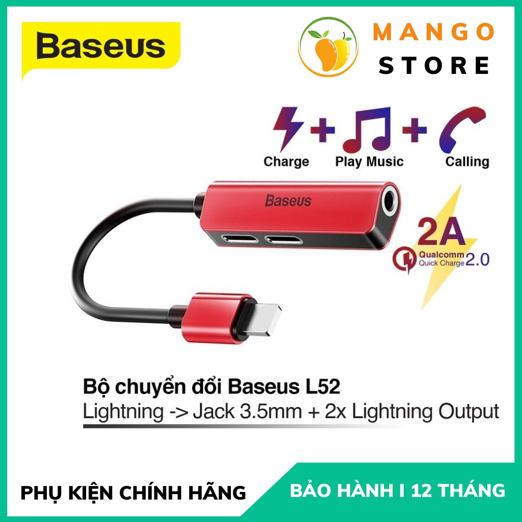 Jack chuyển đổi tai nghe IP 3 in 1 - L52 Vừa sạc vừa nghe - Có Hỗ Trợ Mic Đàm Thoại Chân Light-ning