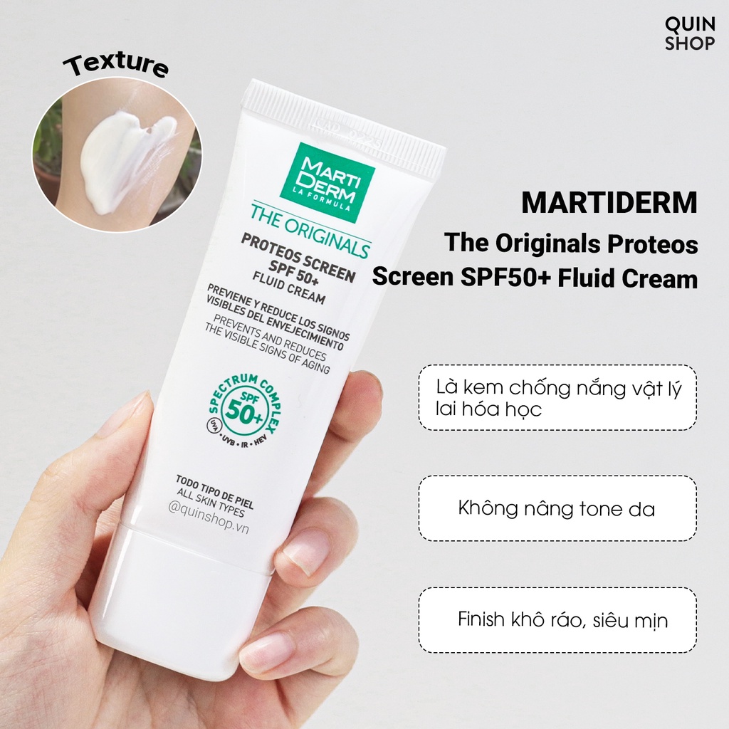 Kem Chống Nắng MartiDerm The Originals Proteos Screen SPF50+ Fluid Cream