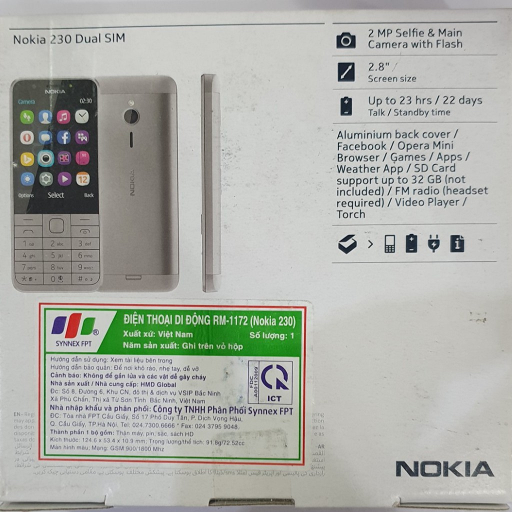 Điện Thoại Nokia 230 2 Sim - Hàng Chính Hãng