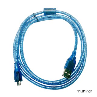 Transparent Blue 30cm USB 2.0 Printer Cable Dual Shielding
