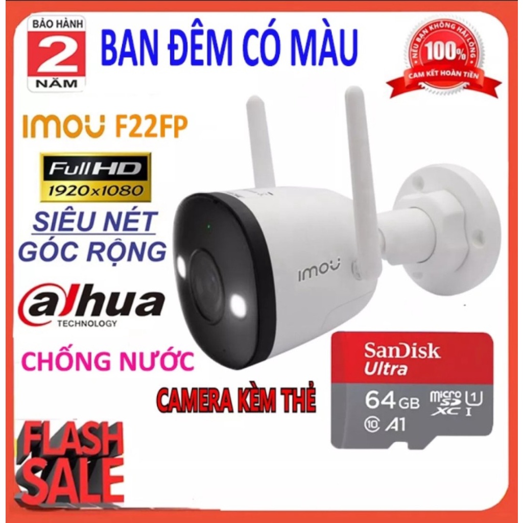 Camera IP WIFI imou F22FP 2.0MP Ban đêm có màu, ngoài trời chống nước, Chính hãng 100%