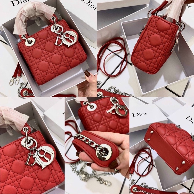 Túi chữ D 3 ô da mịn size 17cm kèm ảnh thật