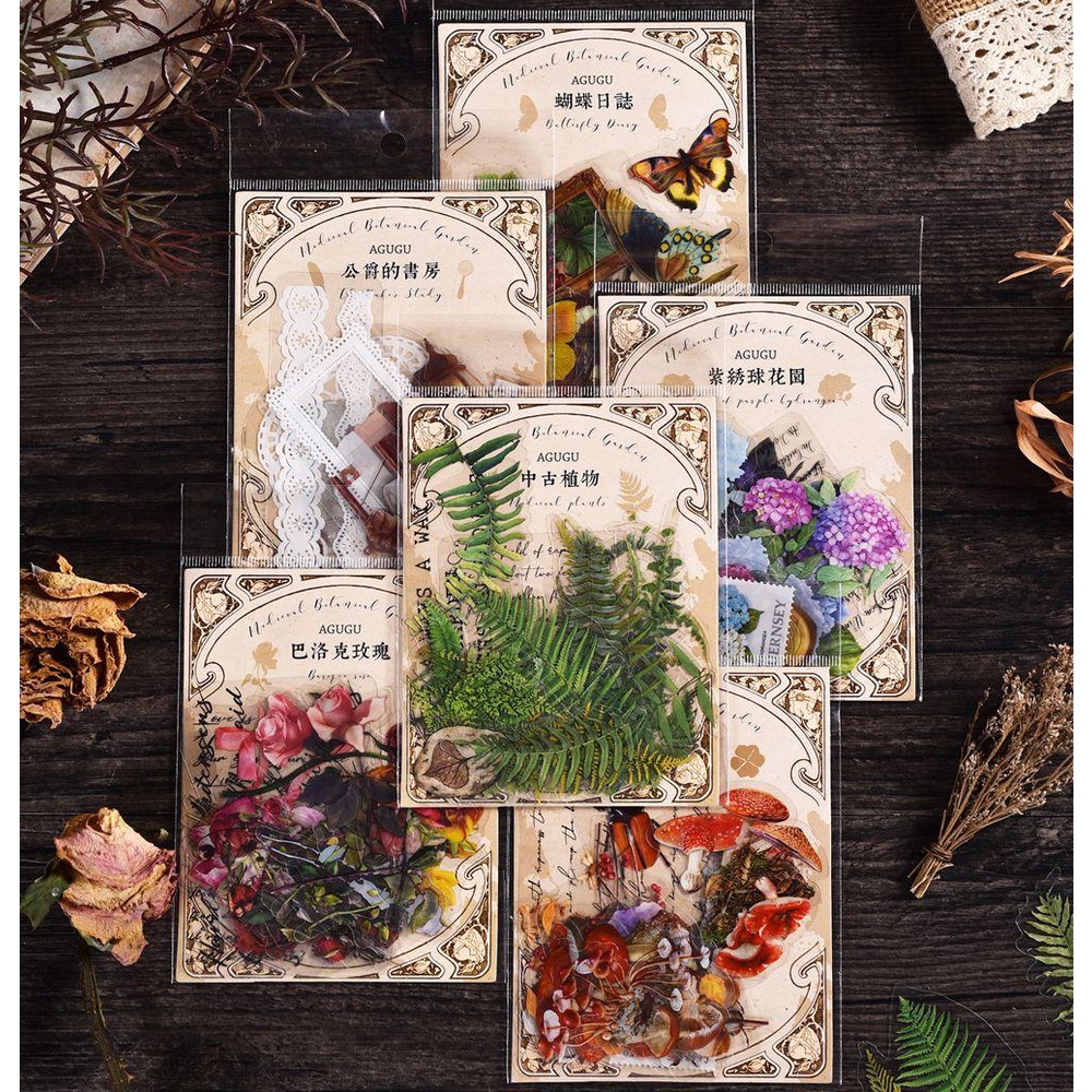 Set 1 / 20 Sticker Đánh Dấu Trang Sổ Tay Hình Khu Vườn Cổ Điển