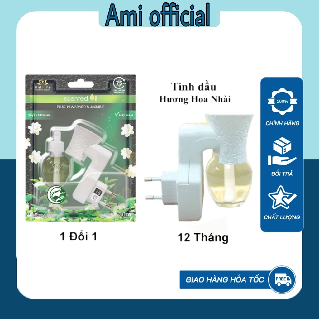 Máy khuếch tán tinh dầu Unilife, tinh dầu thiên nhiên hương Hoa Nhài, thông minh, công nghệ mới, chai 30ml