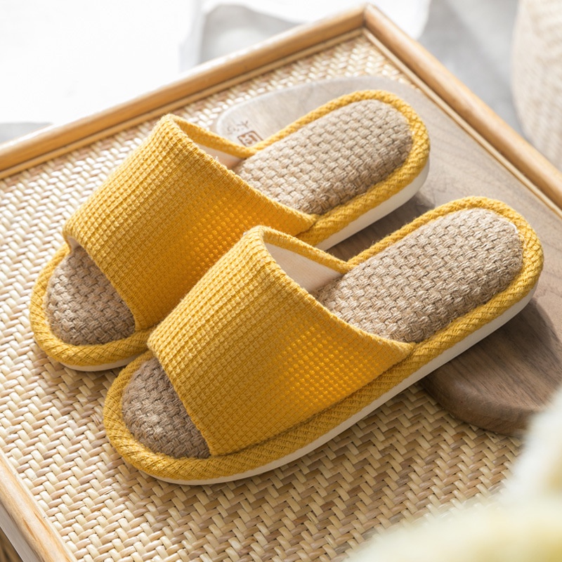 Dép Đi Trong Nhà Vải Lanh Mềm Mại Chống Trượt Thoải Mái Cho Nam Và Nữ