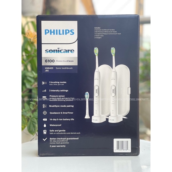 Bộ đôi bàn chải điện sóng âm Philips Sonicare ProtectiveClean 6100