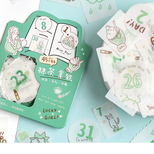 Gói Sticker dán Số ngày trang trí 45 miếng/set