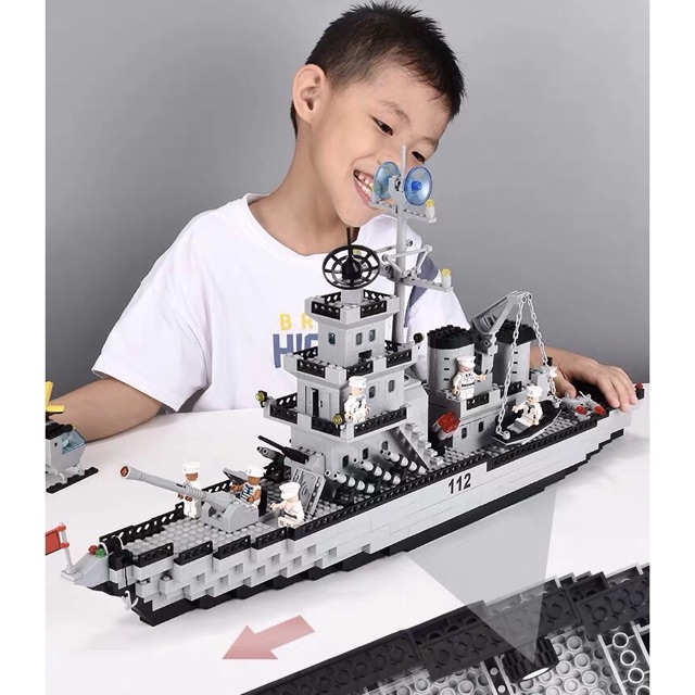 Đồ chơi xếp hình lego thuyền chiến hạm tuần tra 112 siêu to khổng lồ 70cm