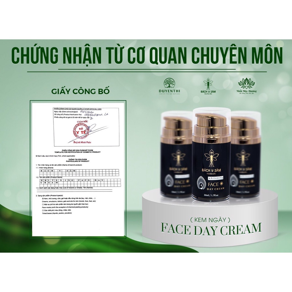 Kem Ngày Bách Y Sâm TRẮNG SÁNG DA MỜ NÁM TÀN NHANG 50ml (Kem Dưỡng Ngày Bách Y Sâm)