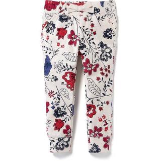 Quần nỉ bé gái Old Navy lưng chun - Trăng kem in hoa