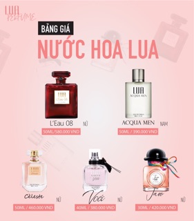 Bộ text nước hoa LUA 3ml x10