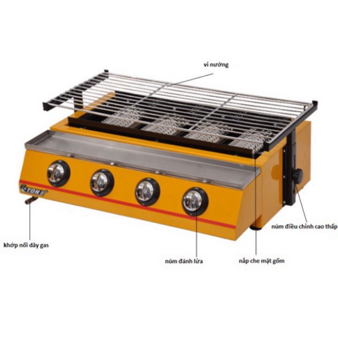 Bếp nướng hải sản bằng gas, nướng thịt bbq 4 đầu đốt Cao cấp ETON ET-K222