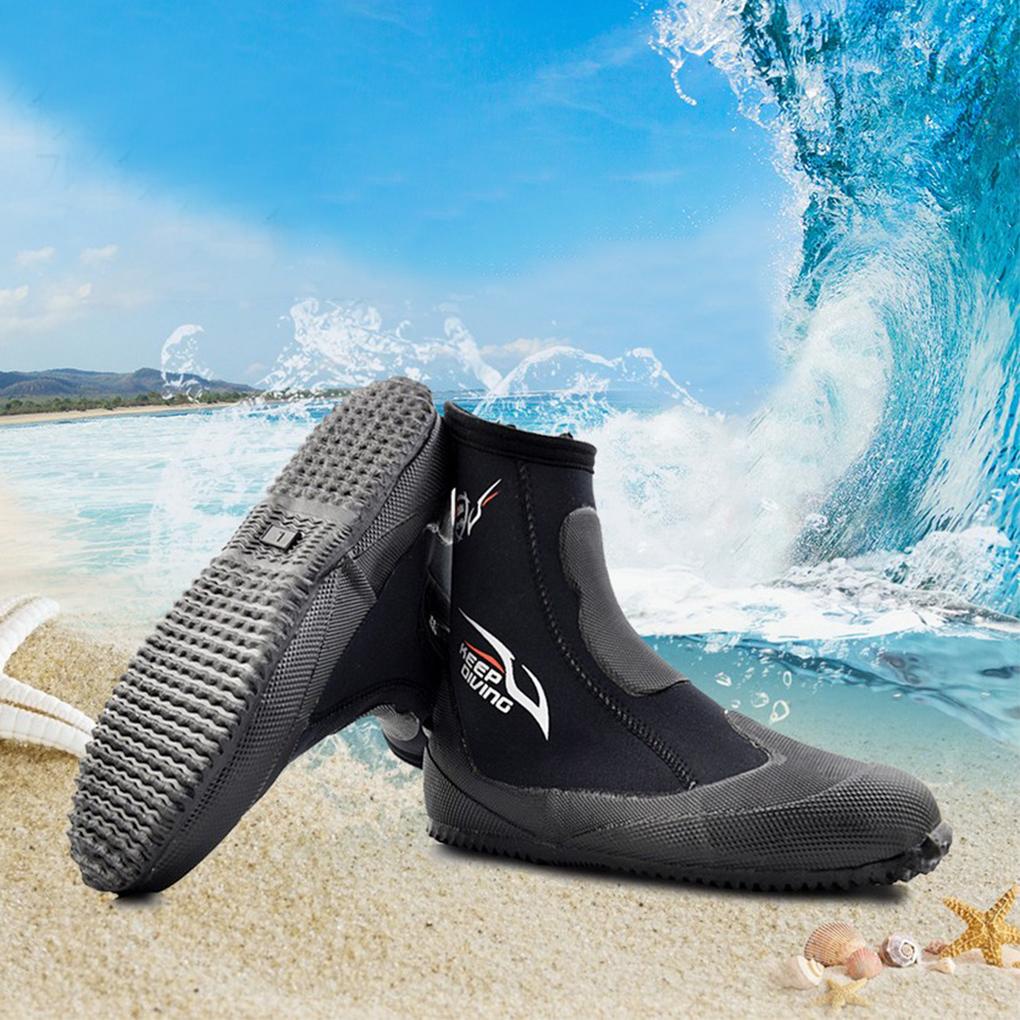 Giày Bốt Lặn Cổ Cao 5MM Chống Trượt Có Khóa Kéo Bên Hông Tiện Dụng Cho Nam