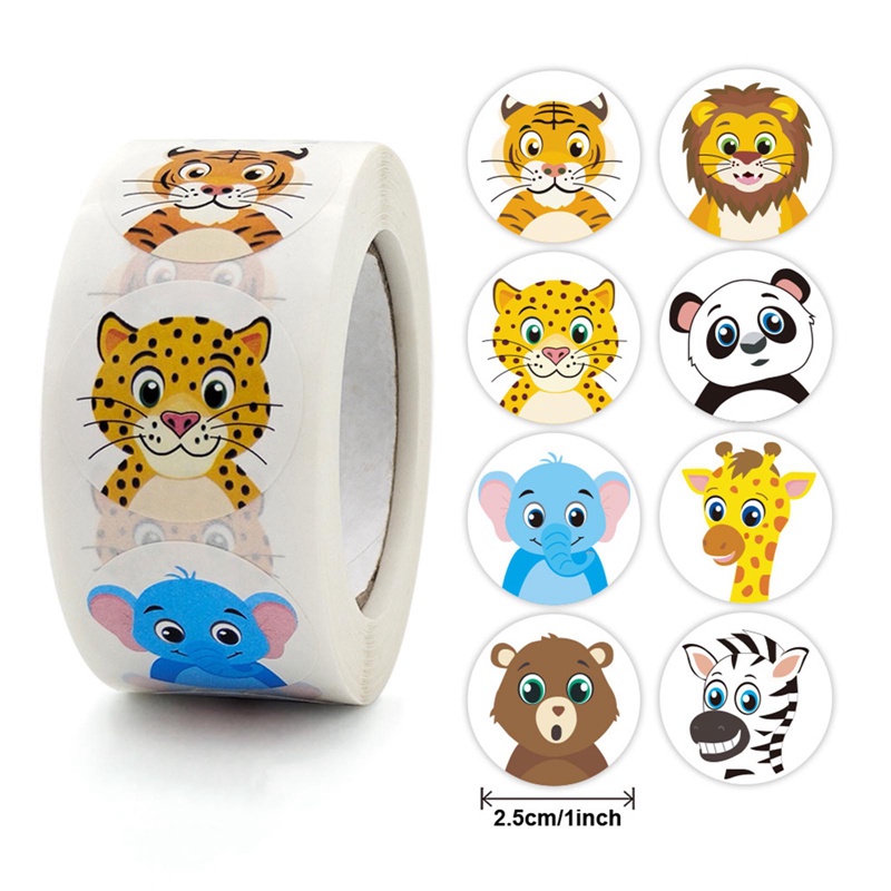 Set 500 Nhãn Dán Trang Trí Hình Động Vật Hoạt Hình Dễ Thương