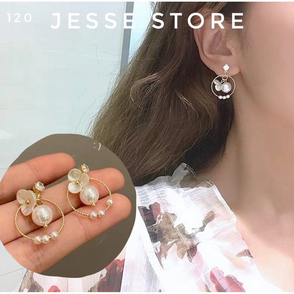 BÔNG TAI BẠC 925  ,bông tai kẹp không lỗ tai B120-VIDEO THẬTJesse store