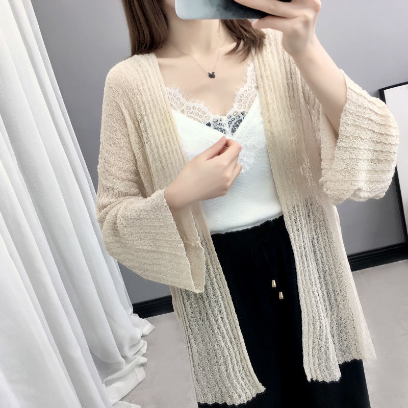 Áo Khoác Cardigan Vải Lụa Dệt Kim Mỏng Dáng Rộng Chống Nắng Phong Cách Hàn Quốc Thời Trang Mùa Hè Cho Nữ | BigBuy360 - bigbuy360.vn
