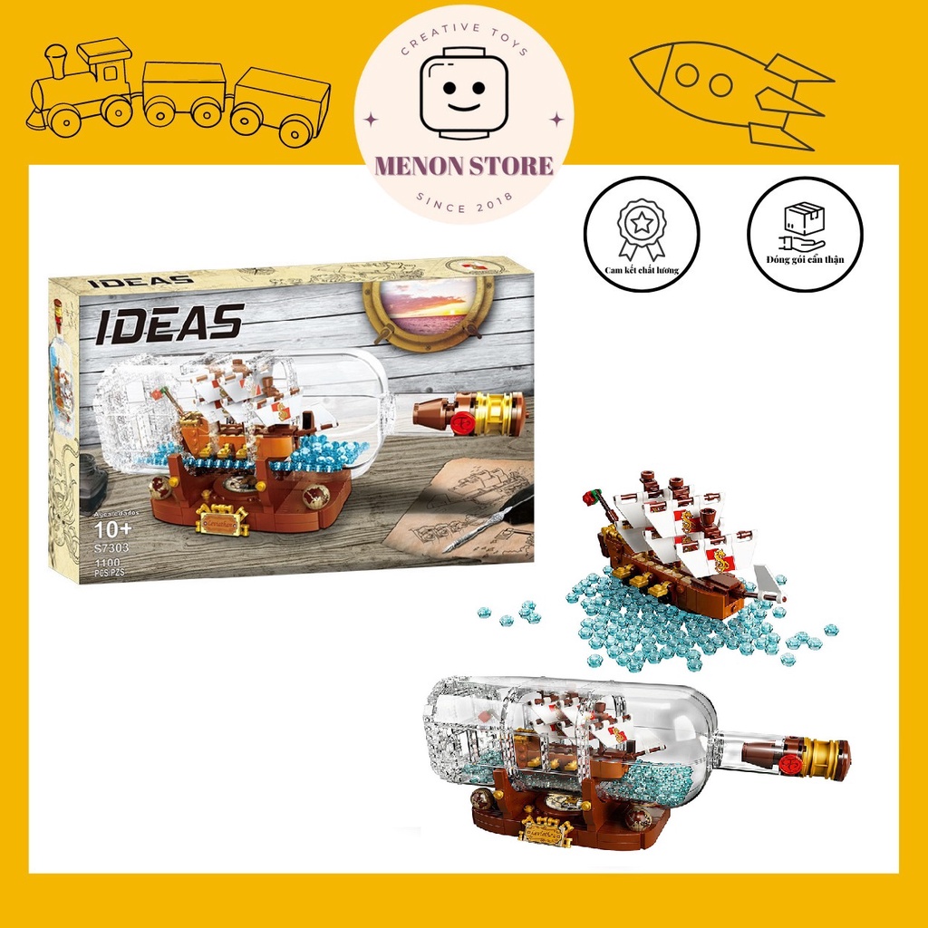 Đồ chơi lắp ráp S7303 Ideas 92177 16051 Mô hình Thuyền trong chai (Non Lego)