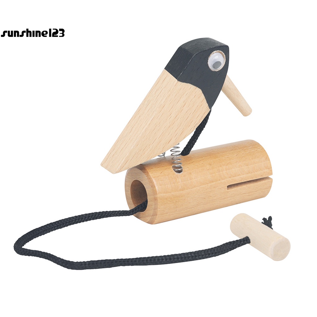 <Sunshine123> Clear Sound Preschool Woodpecker Toy Preschool Wooden Woodpecker Toy Creative for Home