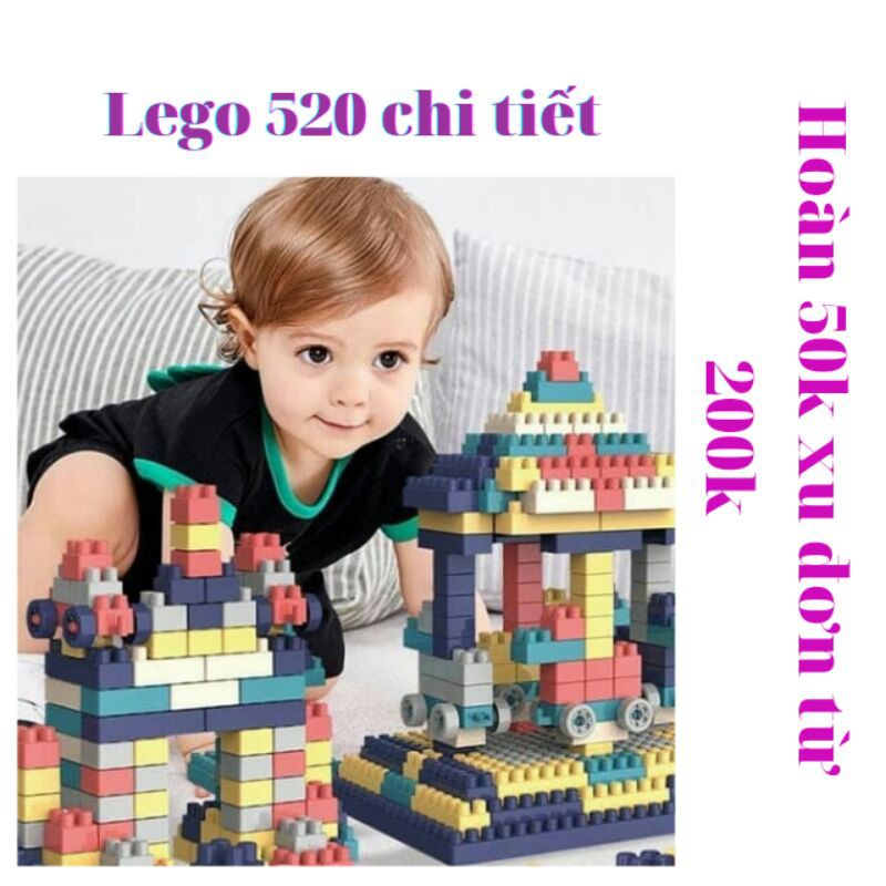 Đồ chơi cho bé lego 520 chi tiết lắp ghép đồ chơi phát triển trí não 1 tuổi 2 tuổi 3 tuổi 4 tuổi 5 tuổi