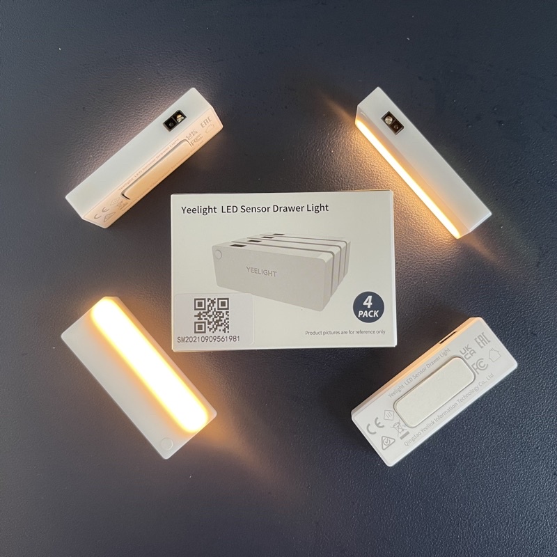 SET 4 ĐÈN CẢM BIẾN DÁN TỦ/ NGĂN KÉO YEELIGHT - PIN SẠC LÊN ĐẾN 2-4 THÁNG - NHẬP KHẨU CH