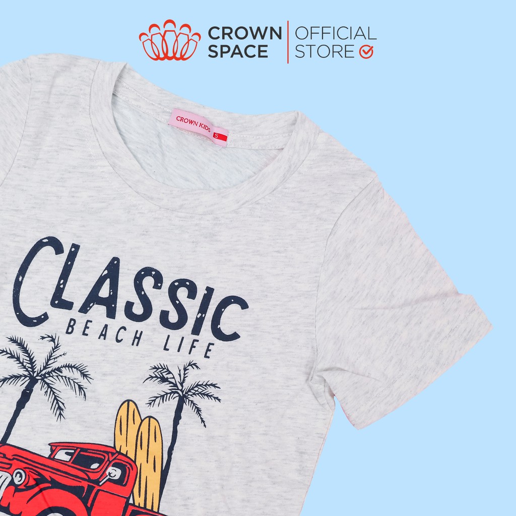 Áo Phông Bé Trai Classic Chính Hãng Crown Space Fashion CKBS2111106 TShirt Vải Cotton Thoáng Mát Từ Size 1-8