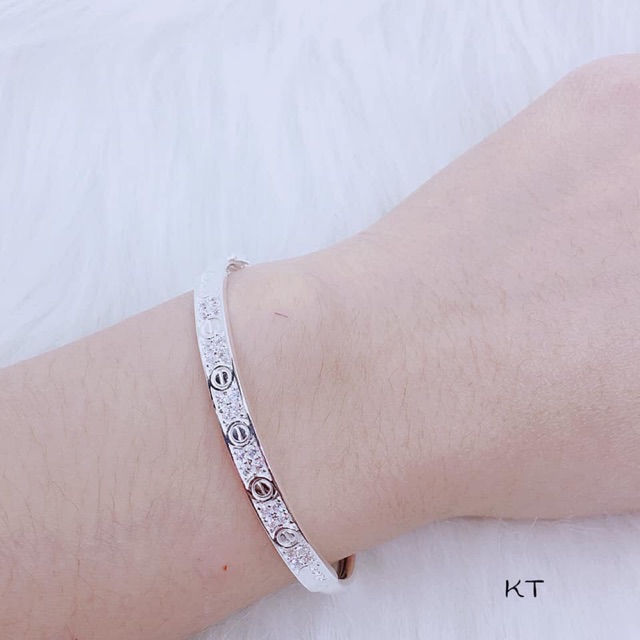 Vòng tay cartier đính đá chuẩn bạc ta sáng đẹp