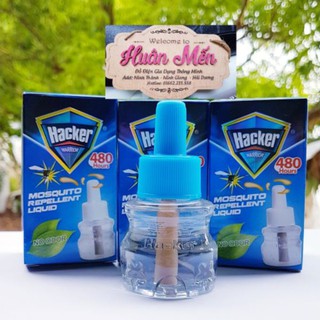 Combo 10 lọ tinh dầu đuổi muỗi HACKER 30 ĐÊM AN TOÀN HIỆU QUẢ CAO,dùng cho các máy hoặc đèn đuổi muỗi