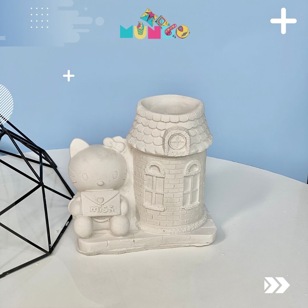 Tượng tô màu (có màu cọ) cao cấp chọn mẫu SIZE X ỐNG BÚT HELLOKITTY, tượng thạch cao MUNDO