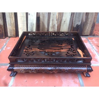 khay trà rồng gỗ mun loại nhỏ