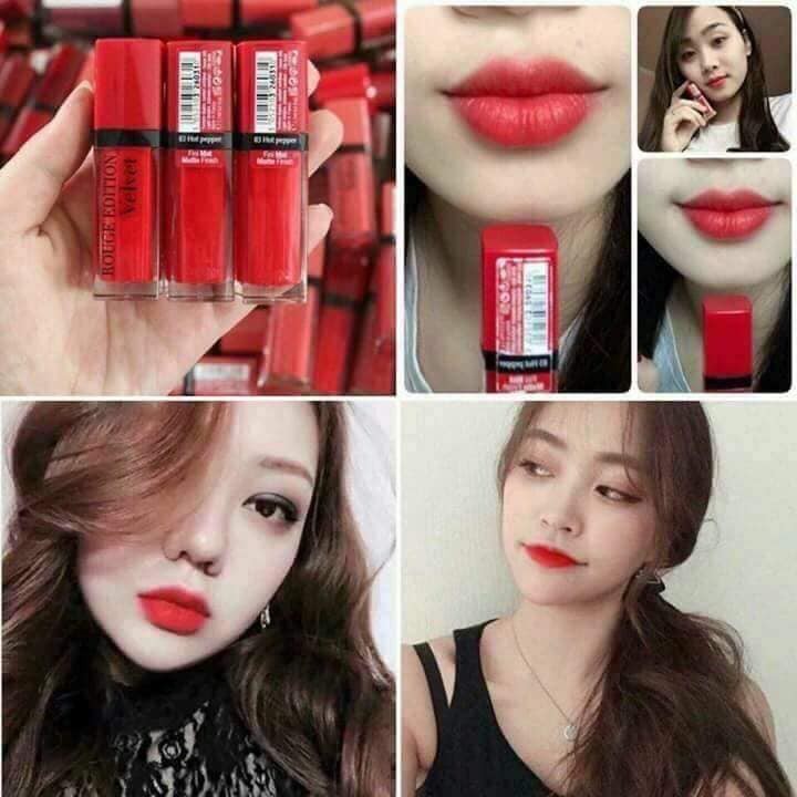 Son kem lì Bourjois Rouge Edition Velvet 7.7ml màu 03 - Hot Pepper - Màu đỏ cam