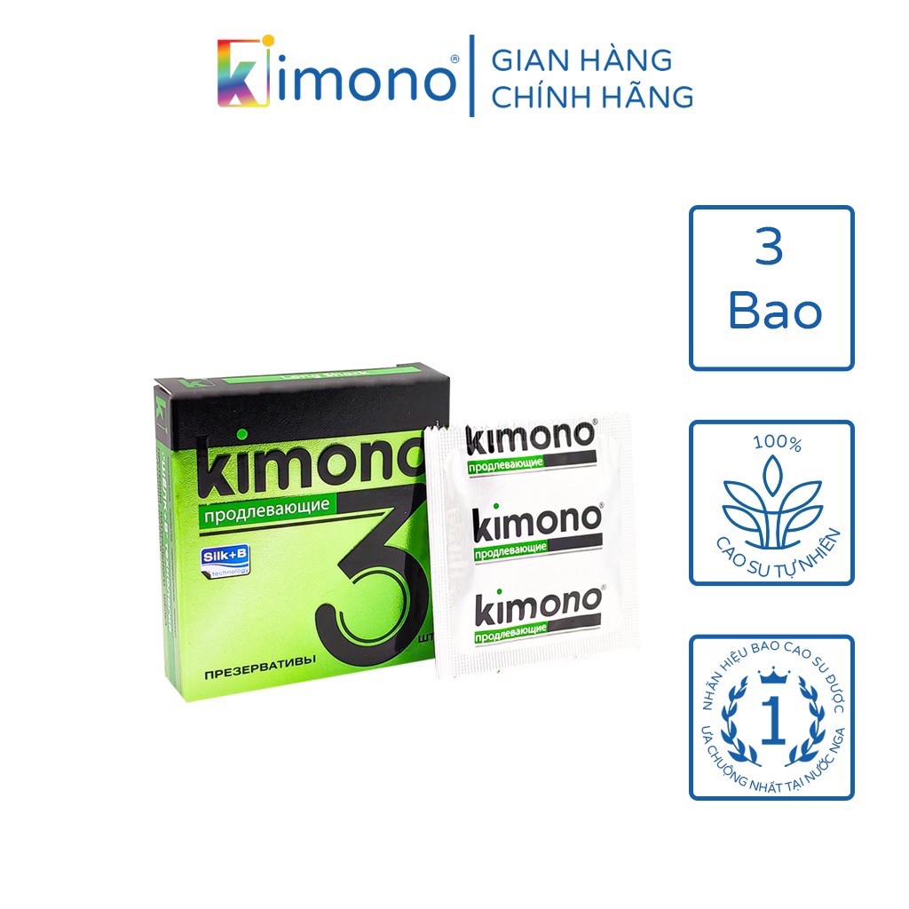 Bao Cao Su Kimono Green Kéo Dài, Siêu Mỏng, Xuất Xứ Nga (Hộp 12C, 3C)