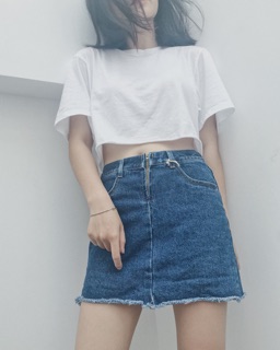 Set Basic Crop và Deep Jeans Skirt