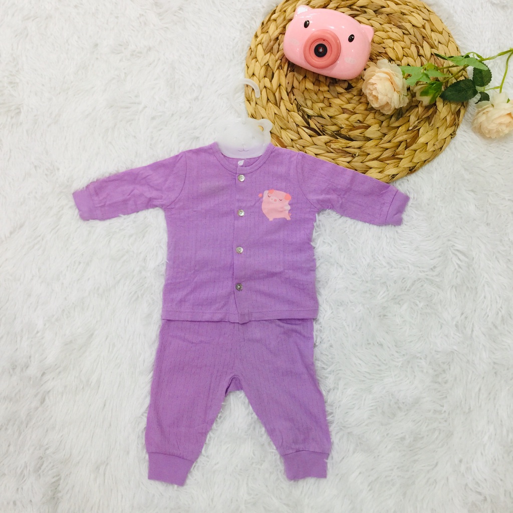 Bộ quần áo sơ sinh thu đông dài tay cho bé trai bé gái Lullaby Nhật Hoa Lamiha sale sốc size 0-3M NH25-19
