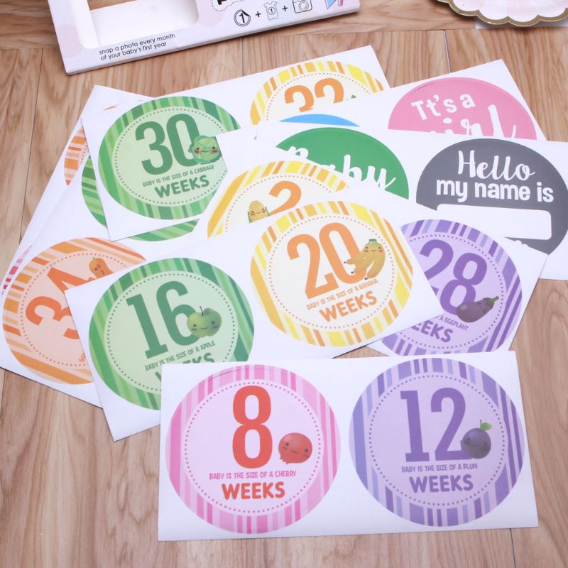 Bộ 16 Miếng Dán Đánh Dấu Cột Mốc Phát Triển Theo Tuần Cho Mẹ Bầu