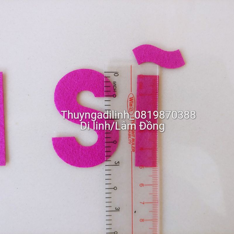 Tên góc vải nỉ chiều cao chữ H 6cm, chiều cao chữ a 4.7cm