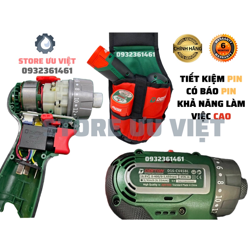 Máy chuyên vít 20 cấp trượt 2 tốc độ 14V 16,8V Dekton D16-CV45BL 45Nm giá tốt