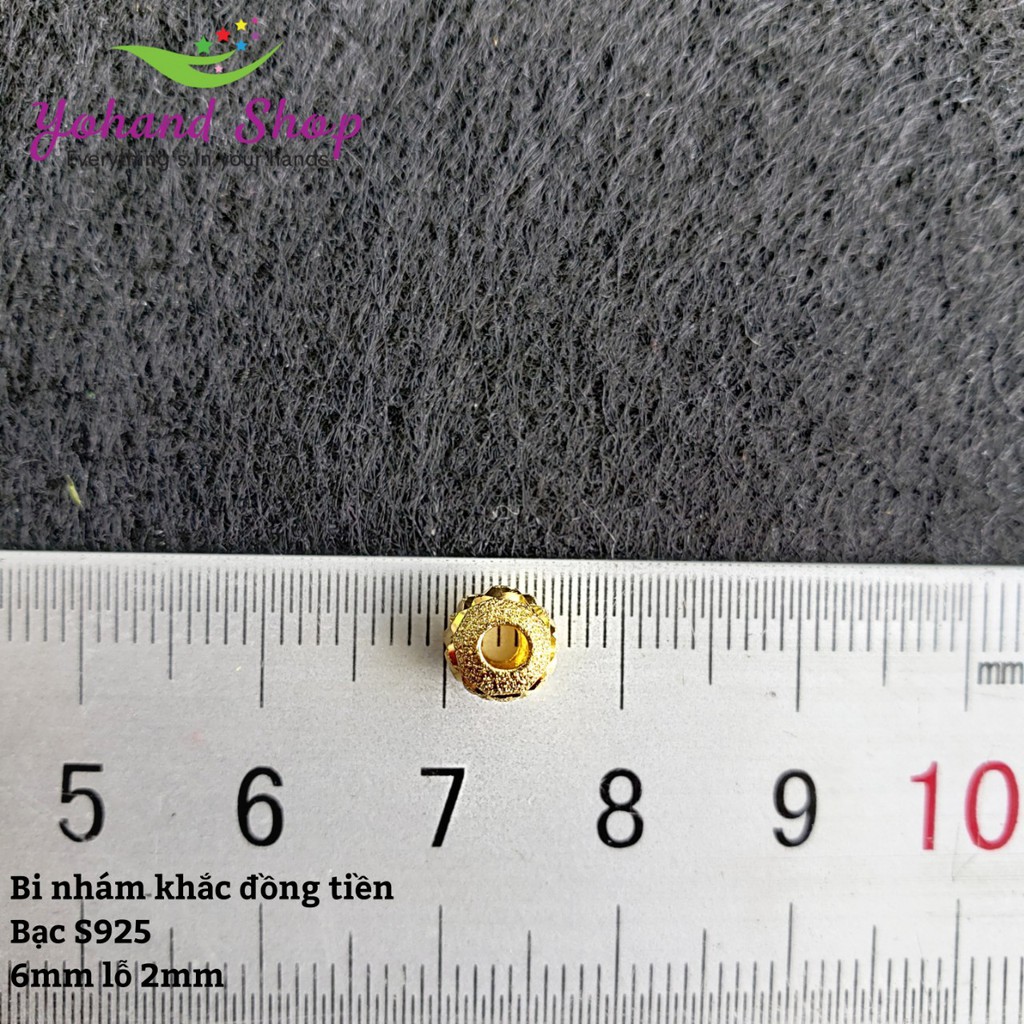 Bi nhám khắc đồng tiền Bạc S925 6mm