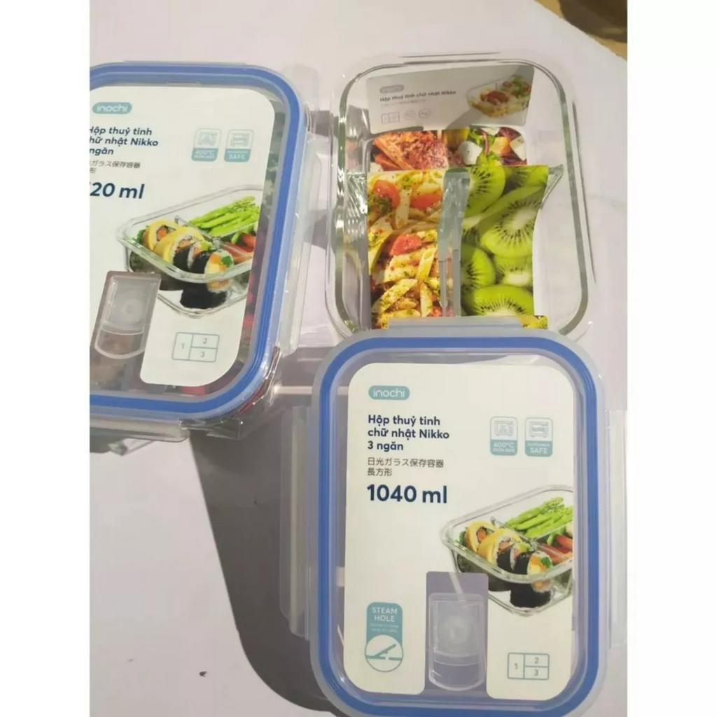 Hộp thủy tinh hình chữ nhật 1040ml  đựng thực phẩm INOCHI