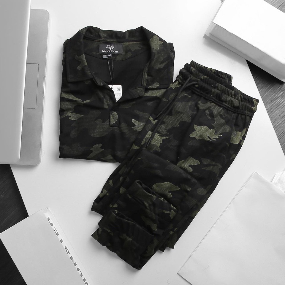 SUN24FASHION - SET CAMO COTTON QUẦN DÀI, BỘ QUẦN ÁO THỂ THAO CAMO MẶC MÁT