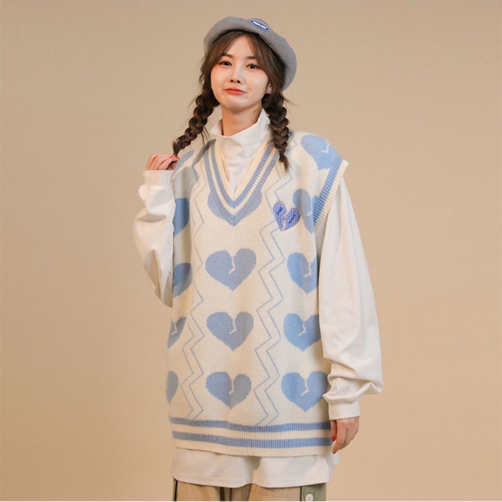 Áo Gile Len Họa Tiết Phối Màu, Áo Len Gile Nữ Đẹp Thời Trang Điệu Đà Nữ Tính Phong Cách Hiện Đại