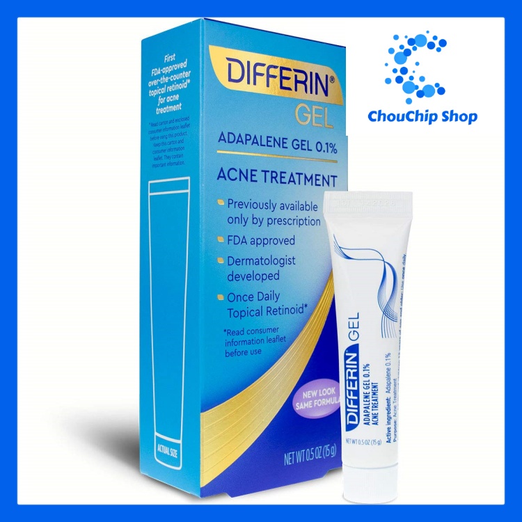 Kem mụn Differin Adapalene Gel 0.1% Acne Treatment 15g